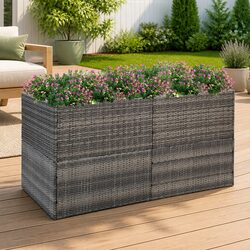 Practical Grey Raised Flower Bed for Outdoor Use
