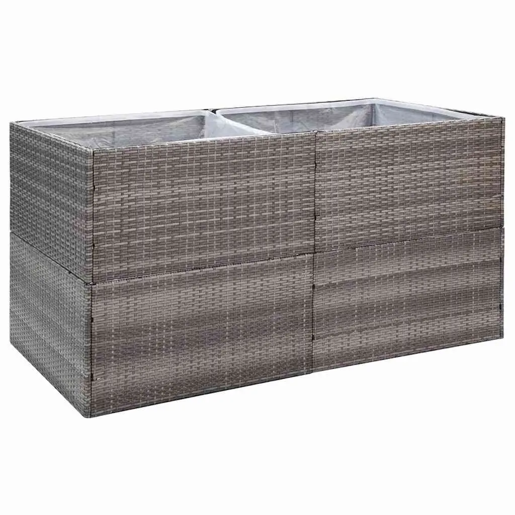 Garden Planter Box Grey Poly Rattan Raised Flower Bed 157x80x80cm