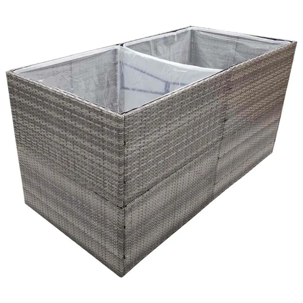 Garden Planter Box Grey Poly Rattan Raised Flower Bed 157x80x80cm