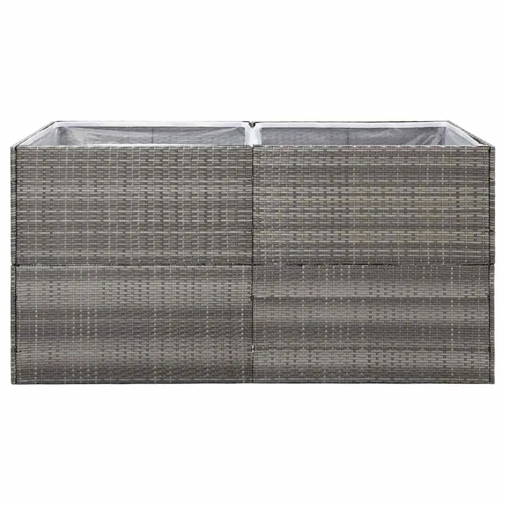 Garden Planter Box Grey Poly Rattan Raised Flower Bed 157x80x80cm