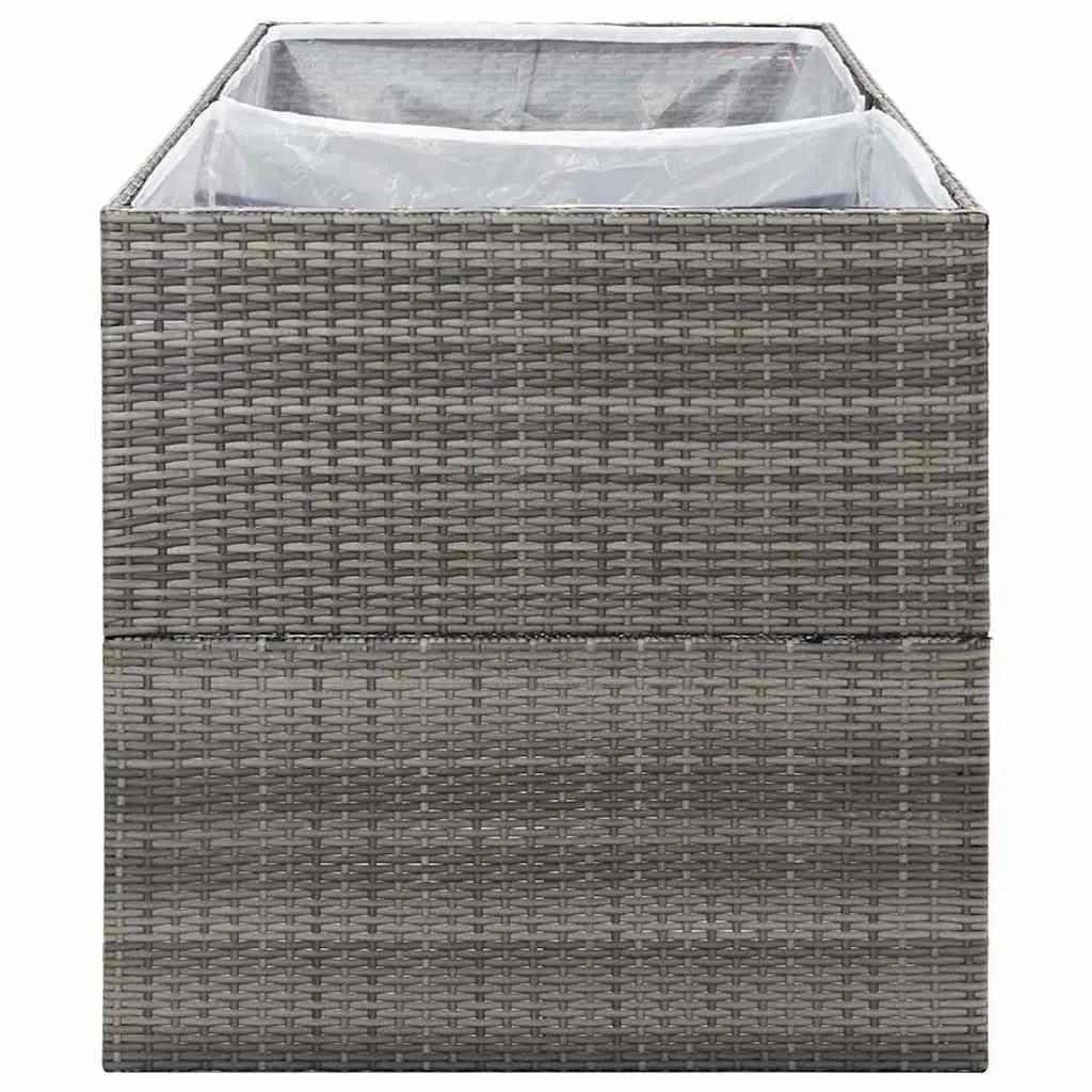 Garden Planter Box Grey Poly Rattan Raised Flower Bed 157x80x80cm