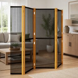 6-Panel Room Divider Screen Black Folding Privacy Partition Indoor Outdoor