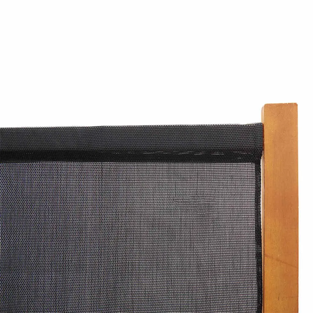 6-Panel Room Divider Screen Solid Acacia Wood Textilene Black 420 x 180 cm