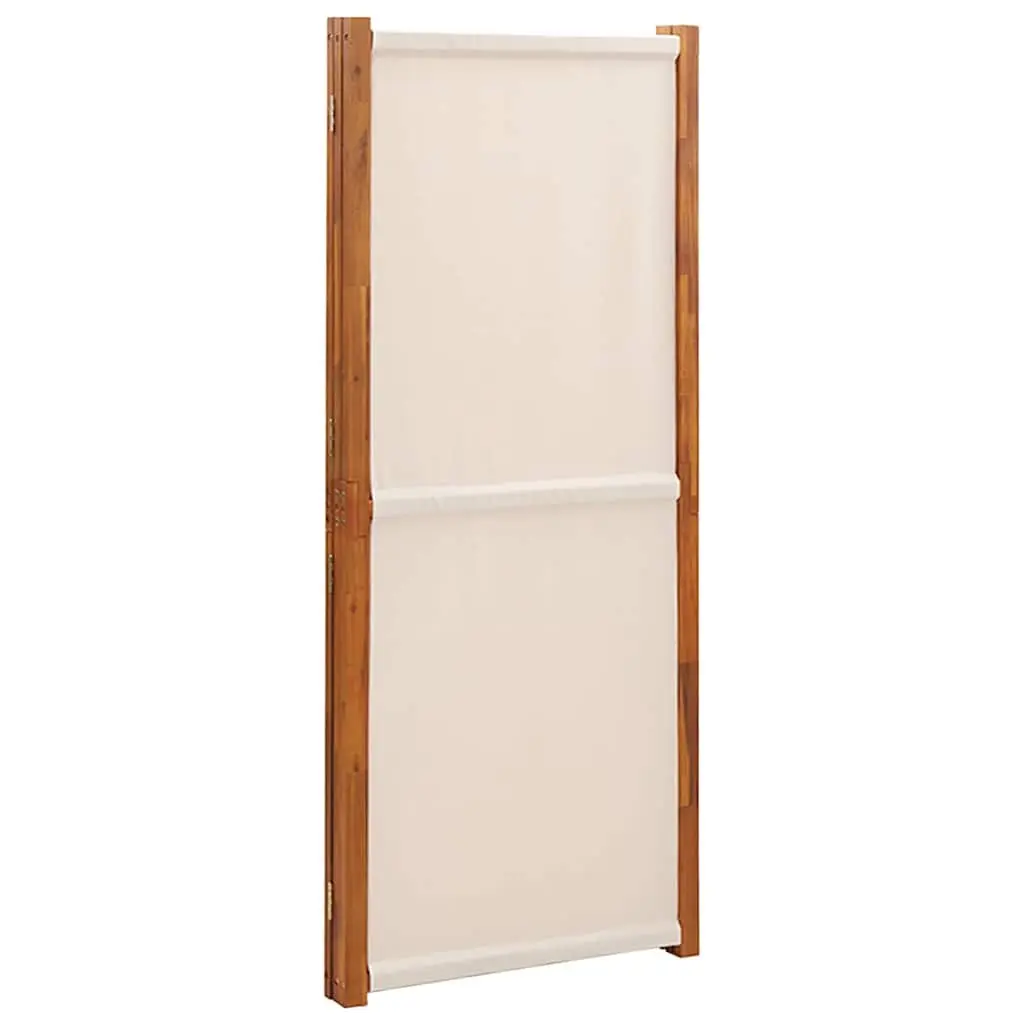 3-Panel Room Divider Solid Acacia Wood Textilene 210 x 180 cm Cream