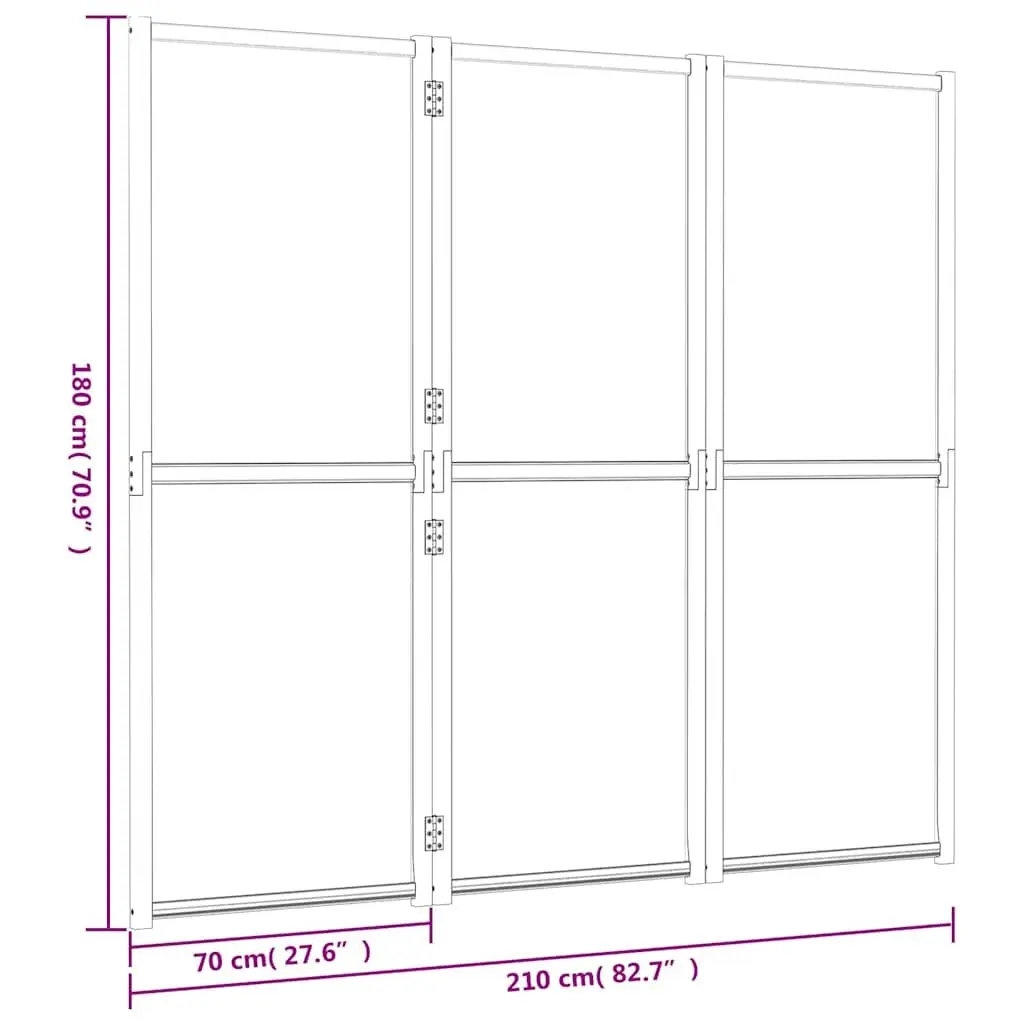 3-Panel Room Divider Solid Acacia Wood Textilene 210 x 180 cm Cream