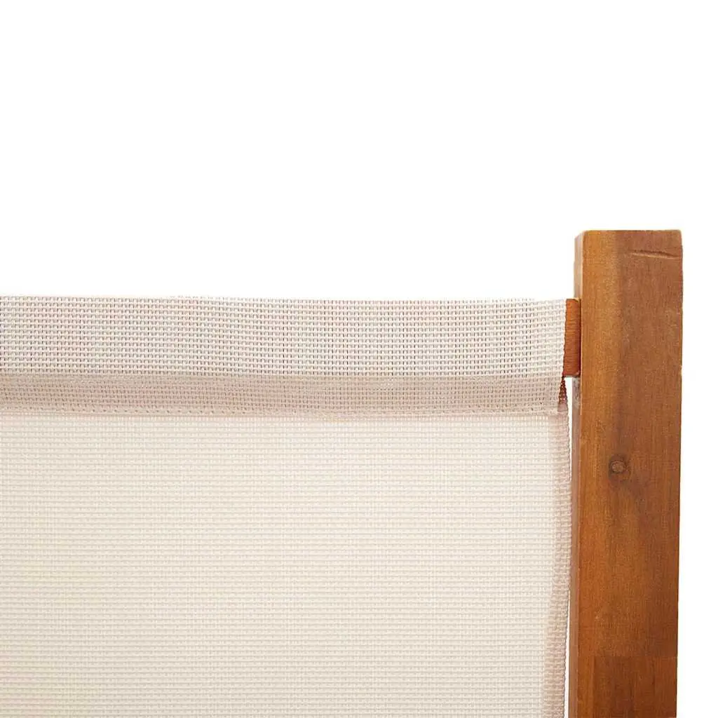 4-Panel Room Divider Screen Solid Acacia Wood Textilene 280 x 180 cm Cream