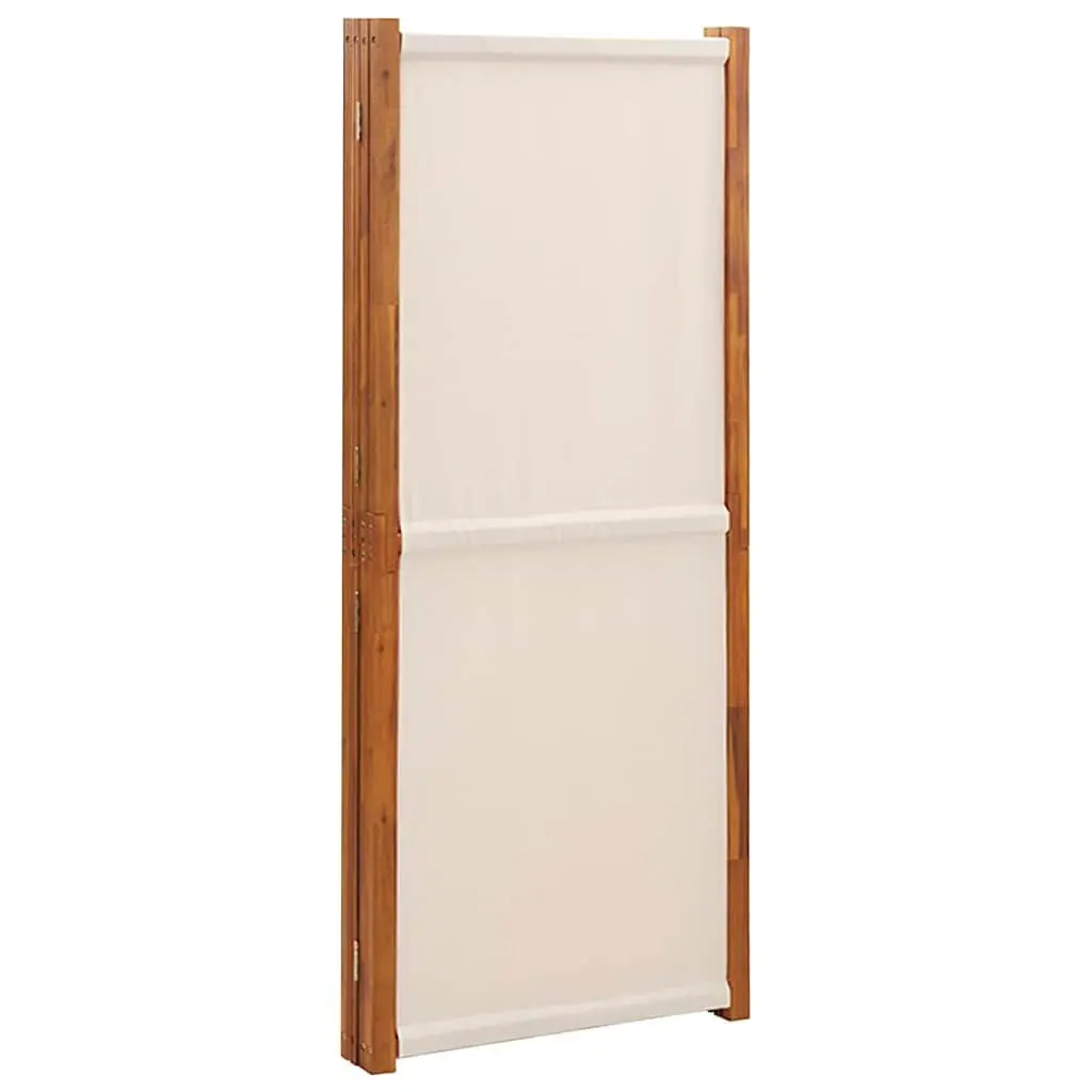 4-Panel Room Divider Screen Solid Acacia Wood Textilene 280 x 180 cm Cream