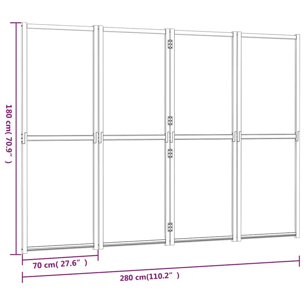 4-Panel Room Divider Screen Solid Acacia Wood Textilene 280 x 180 cm Cream