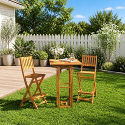 Brown Bistro Table for Garden Dining 75x75x110cm