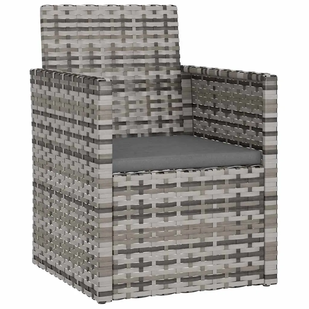 3 Piece Garden Furniture Set Grey Outdoor Lounge with Cushions Poly Rattan