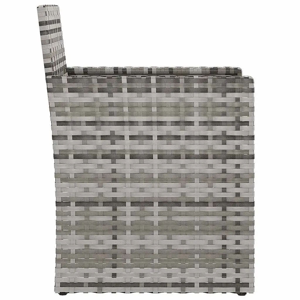 3 Piece Garden Furniture Set Grey Outdoor Lounge with Cushions Poly Rattan