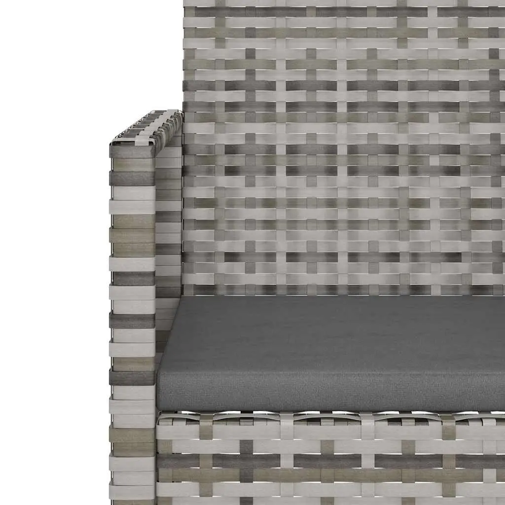 3 Piece Garden Furniture Set Grey Outdoor Lounge with Cushions Poly Rattan