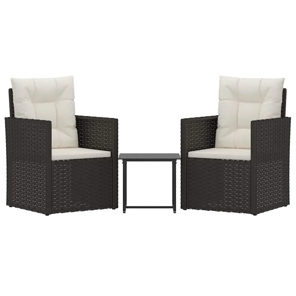 3 Piece Outdoor Lounge Set Poly Rattan Garden Furniture Black