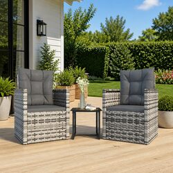 Versatile 3-Piece Grey Lounge Set for Outdoor Living