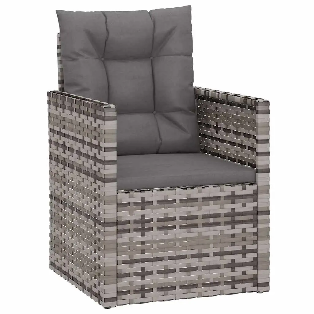 Grey Poly Rattan Outdoor Lounge Set 3 Piece with Cushions for Garden Patio Furniture