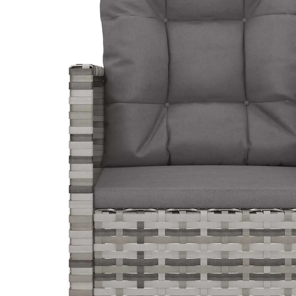 Grey Poly Rattan Outdoor Lounge Set 3 Piece with Cushions for Garden Patio Furniture