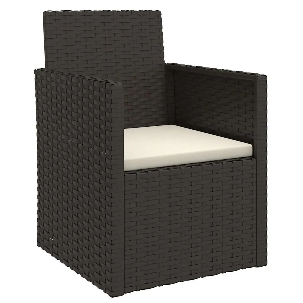 4 Piece Black Garden Furniture Set Poly Rattan Outdoor Lounge with Cushions