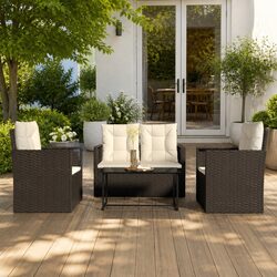 Functional Outdoor Lounge Set: 4 Pieces with Cushions
