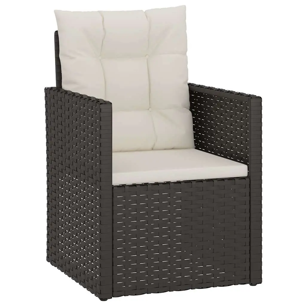 Outdoor Lounge Set 4 Piece Garden Furniture with Cushions Black Poly Rattan