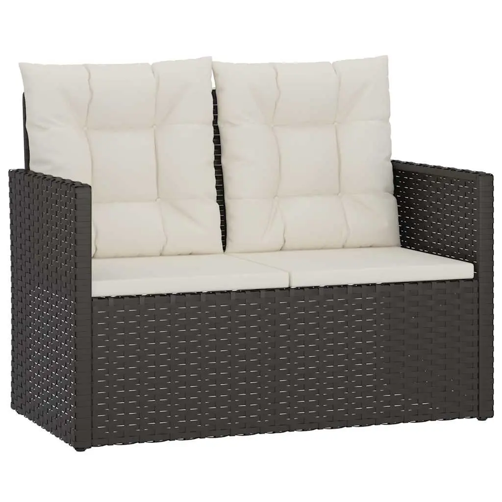 Outdoor Lounge Set 4 Piece Garden Furniture with Cushions Black Poly Rattan