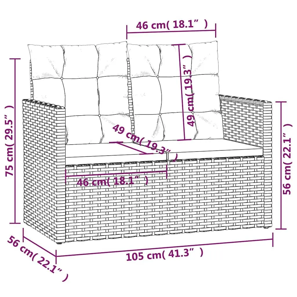 Outdoor Lounge Set 4 Piece Garden Furniture with Cushions Black Poly Rattan