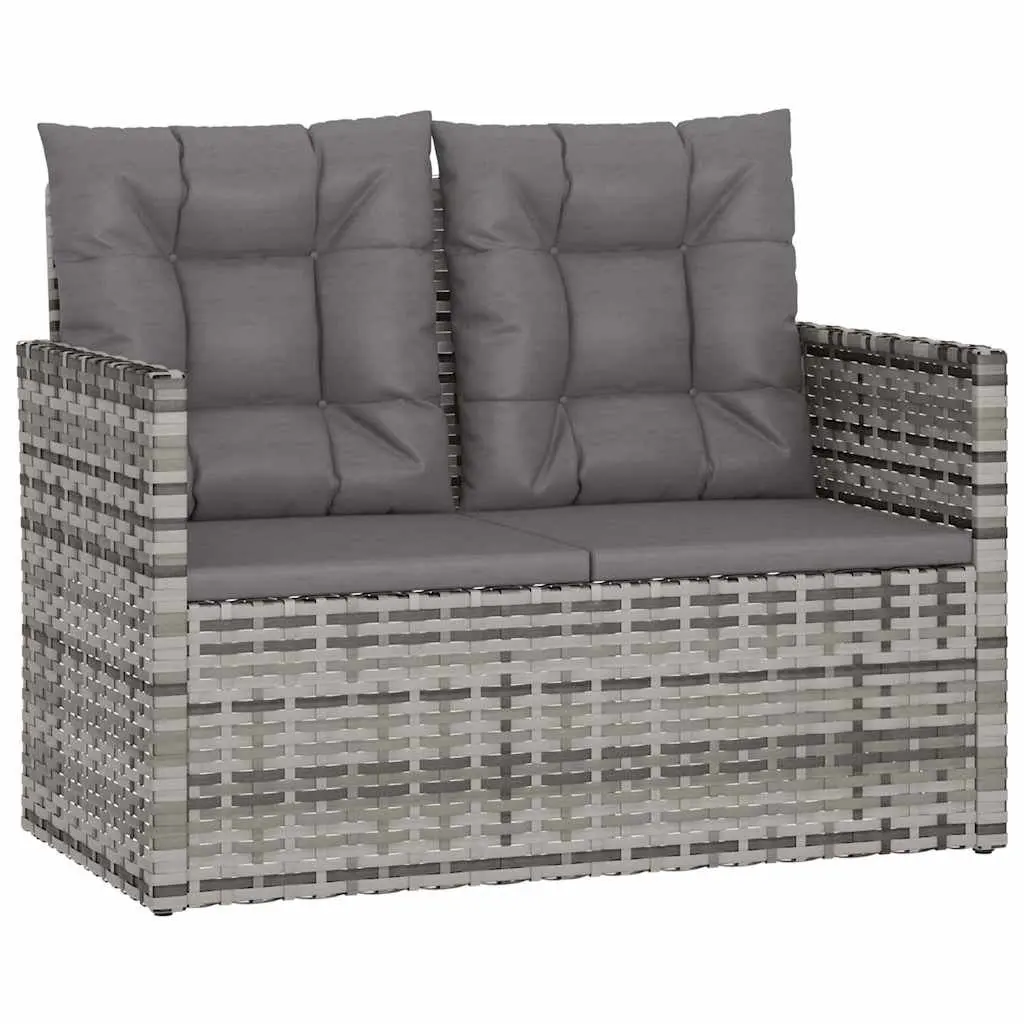 Outdoor Lounge Set Poly Rattan 4 Piece Grey Garden Furniture with Cushions