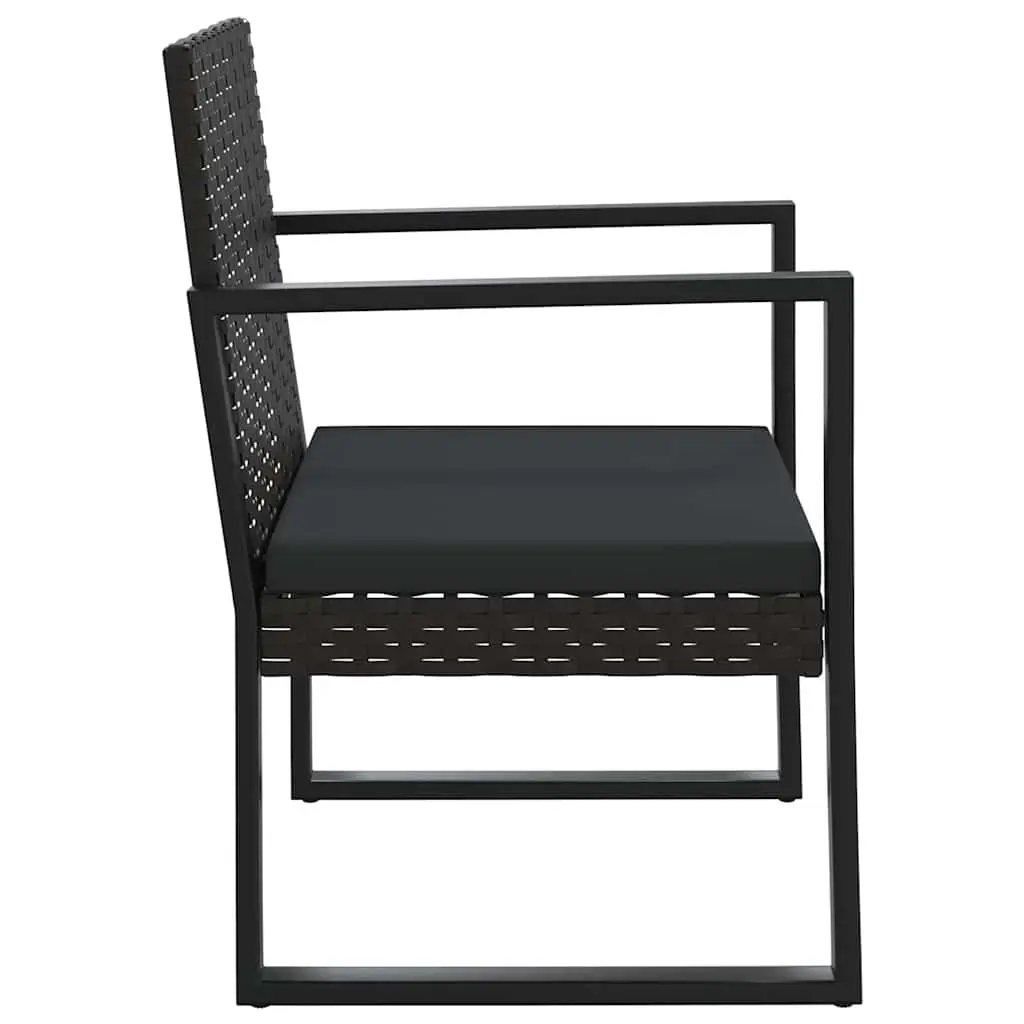 4 Piece Garden Lounge Set Poly Rattan Black Outdoor Patio Sofa with Cushions