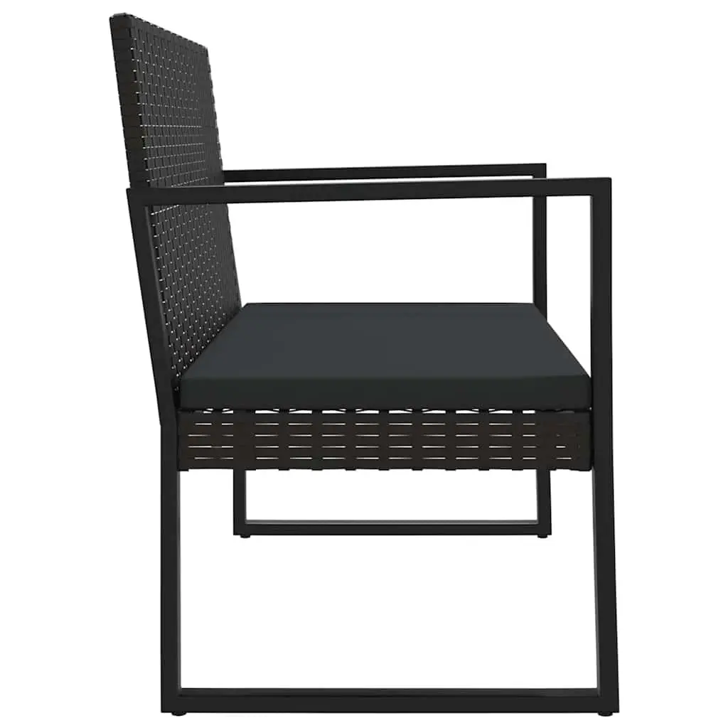 4 Piece Garden Lounge Set Poly Rattan Black Outdoor Patio Sofa with Cushions