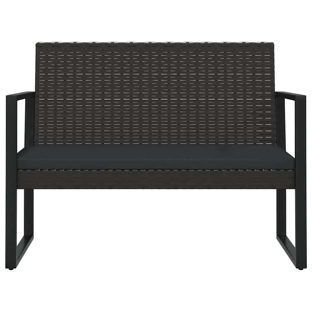 4 Piece Garden Lounge Set Poly Rattan Black Outdoor Patio Sofa with Cushions