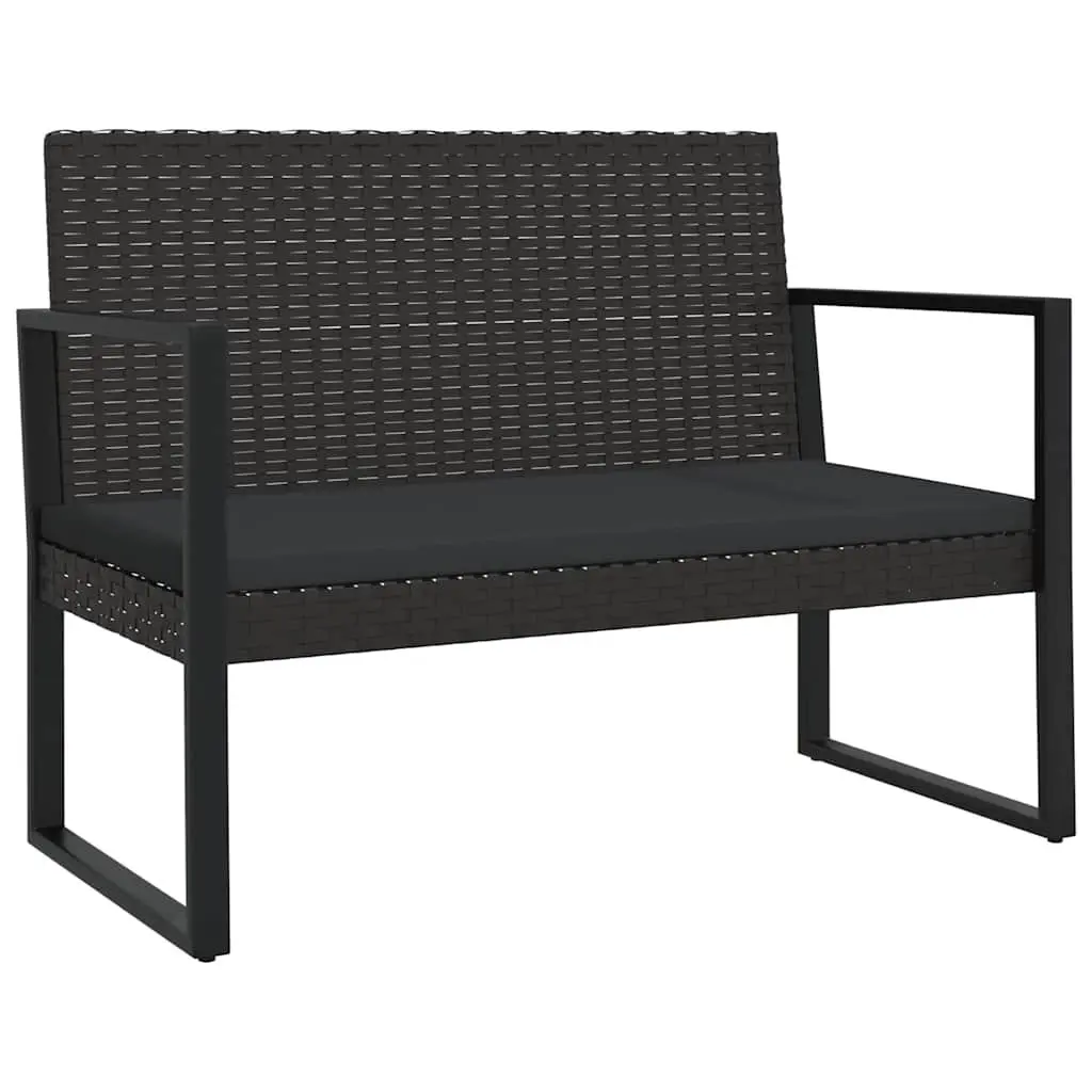 4 Piece Garden Lounge Set Poly Rattan Black Outdoor Patio Sofa with Cushions