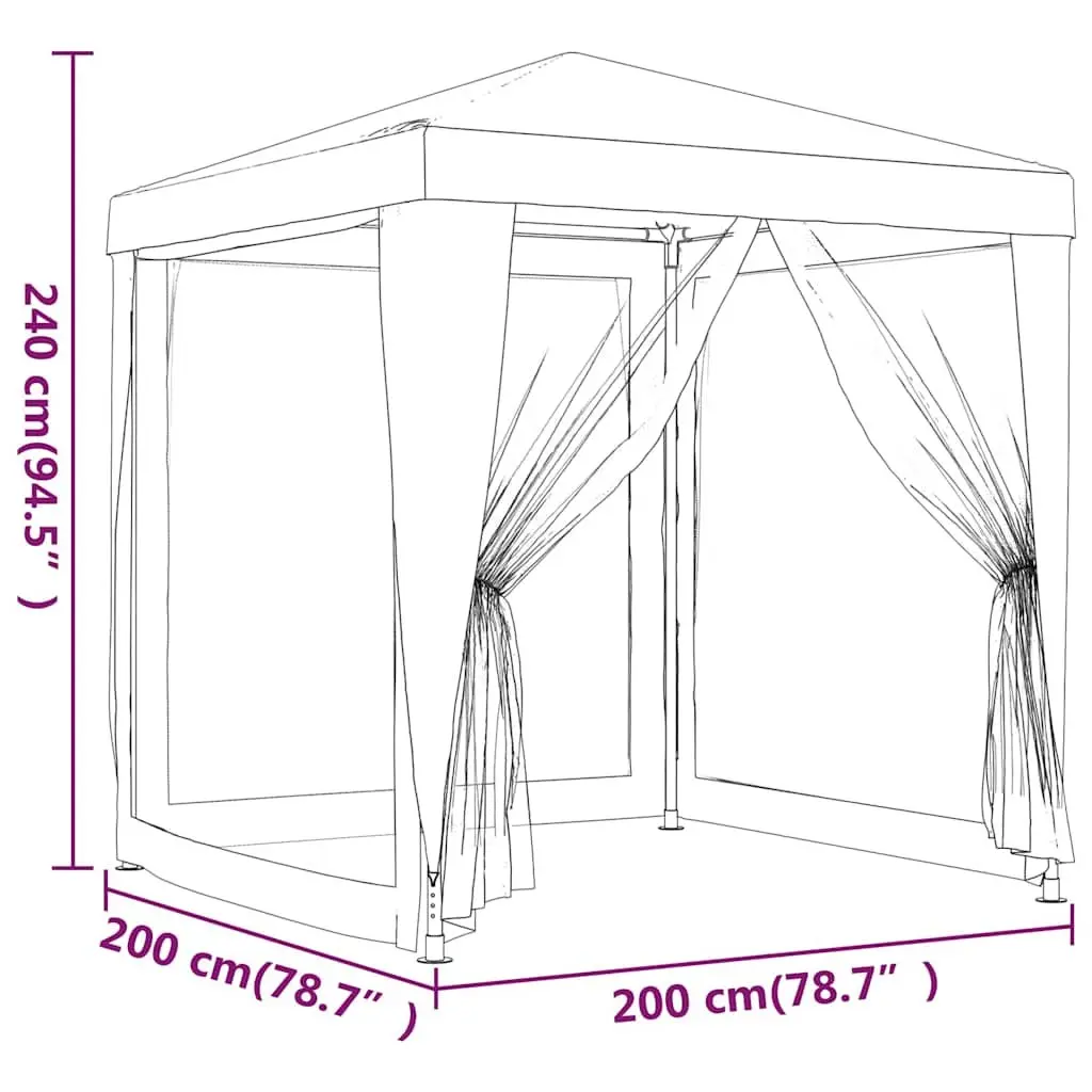Party Tent Gazebo Heavy Duty Iron Frame 2x2m Anthracite Water-Resistant Roof Mesh Sidewalls