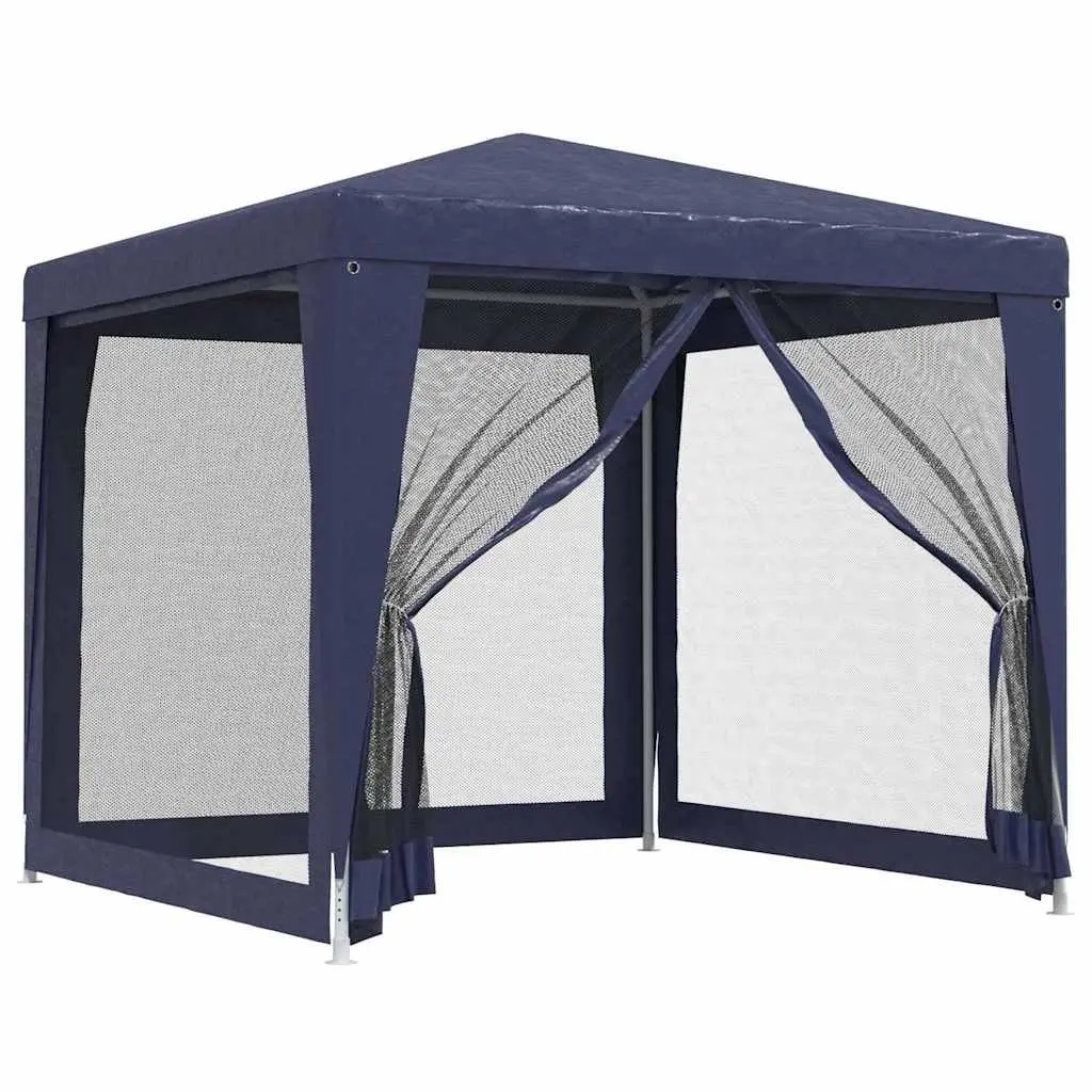 Party Tent Outdoor Gazebo 2.5x2.5m Blue Heavy Duty Iron Frame Water Resistant Roof with Mesh Sidewalls