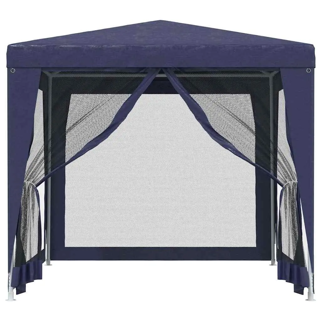 Party Tent Outdoor Gazebo 2.5x2.5m Blue Heavy Duty Iron Frame Water Resistant Roof with Mesh Sidewalls