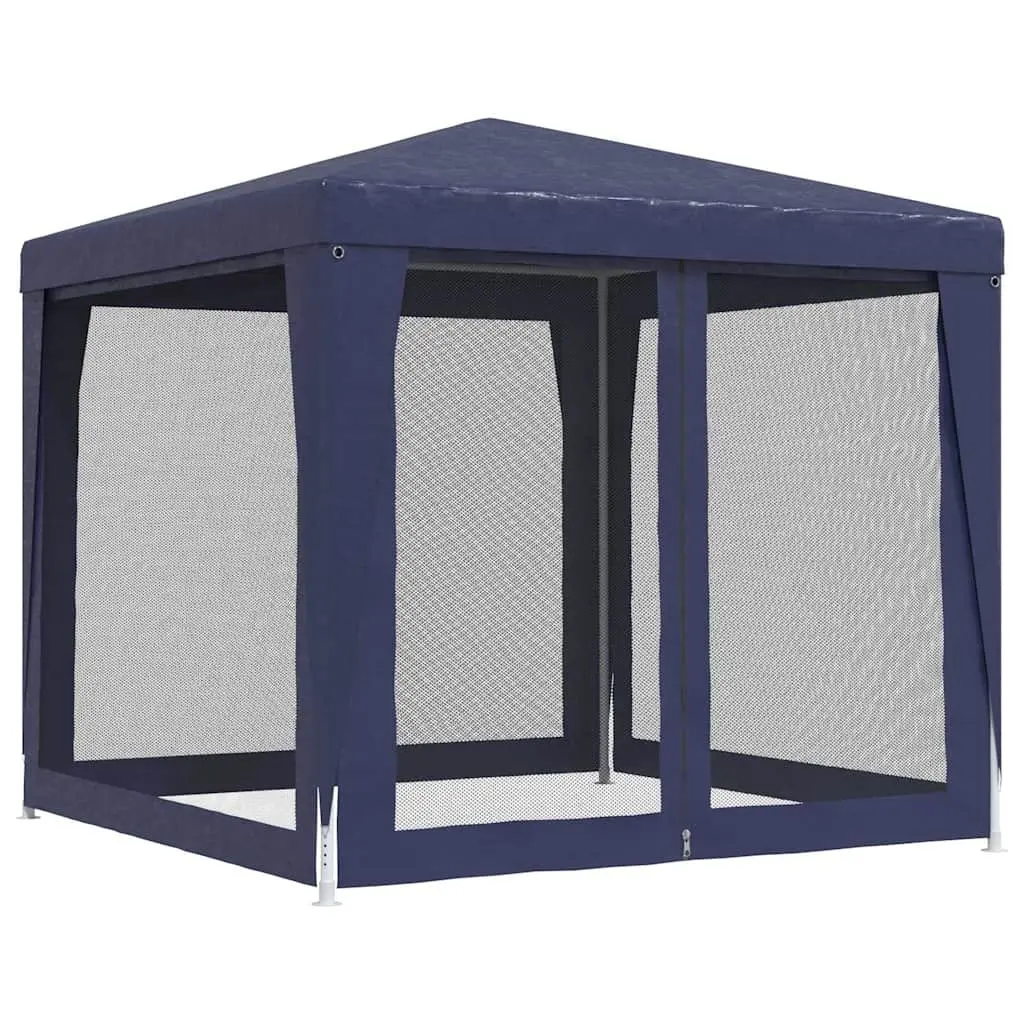 Party Tent Outdoor Gazebo 2.5x2.5m Blue Heavy Duty Iron Frame Water Resistant Roof with Mesh Sidewalls