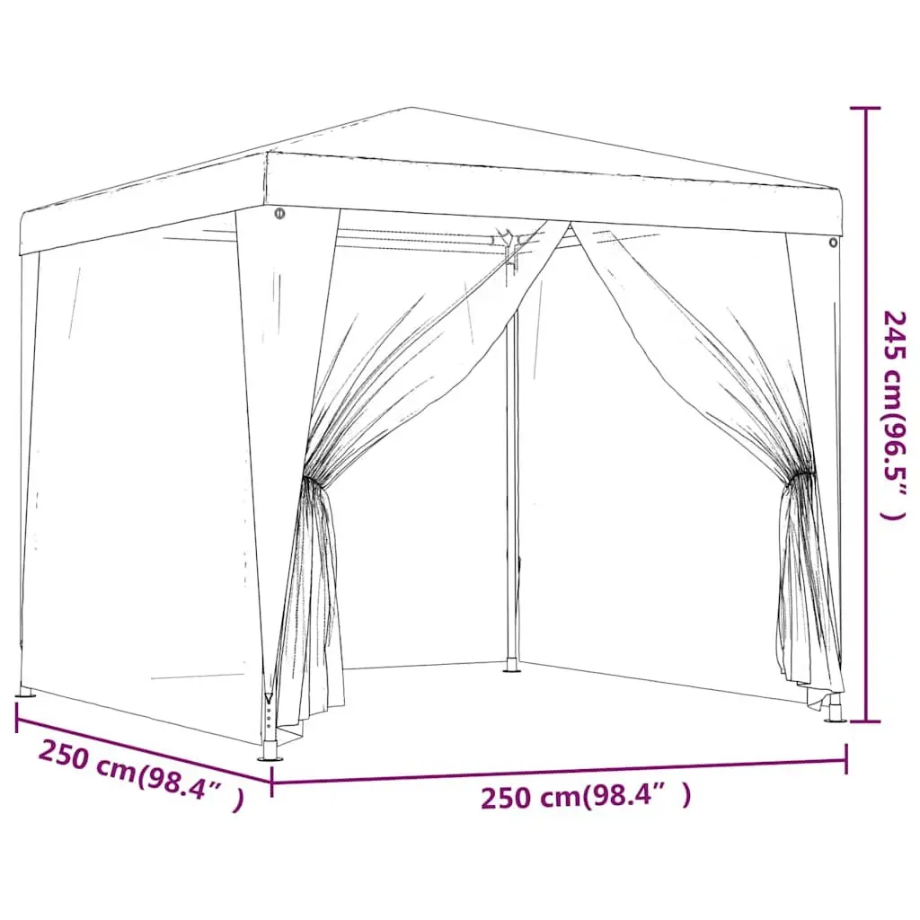 Party Tent Outdoor Gazebo 2.5x2.5m Blue Heavy Duty Iron Frame Water Resistant Roof with Mesh Sidewalls