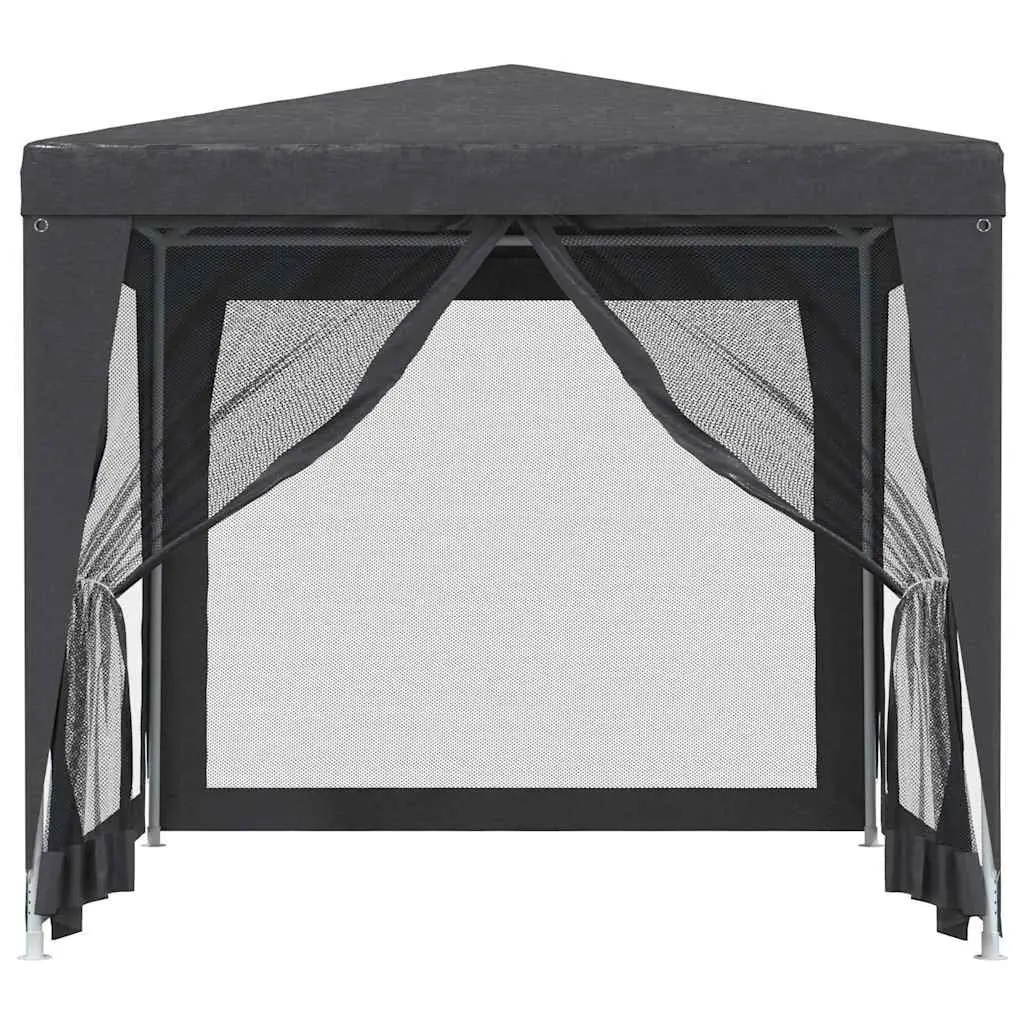 Party Tent Gazebo Iron Frame 2.5x2.5m Water-Resistant Roof Mesh Sidewalls Anthracite