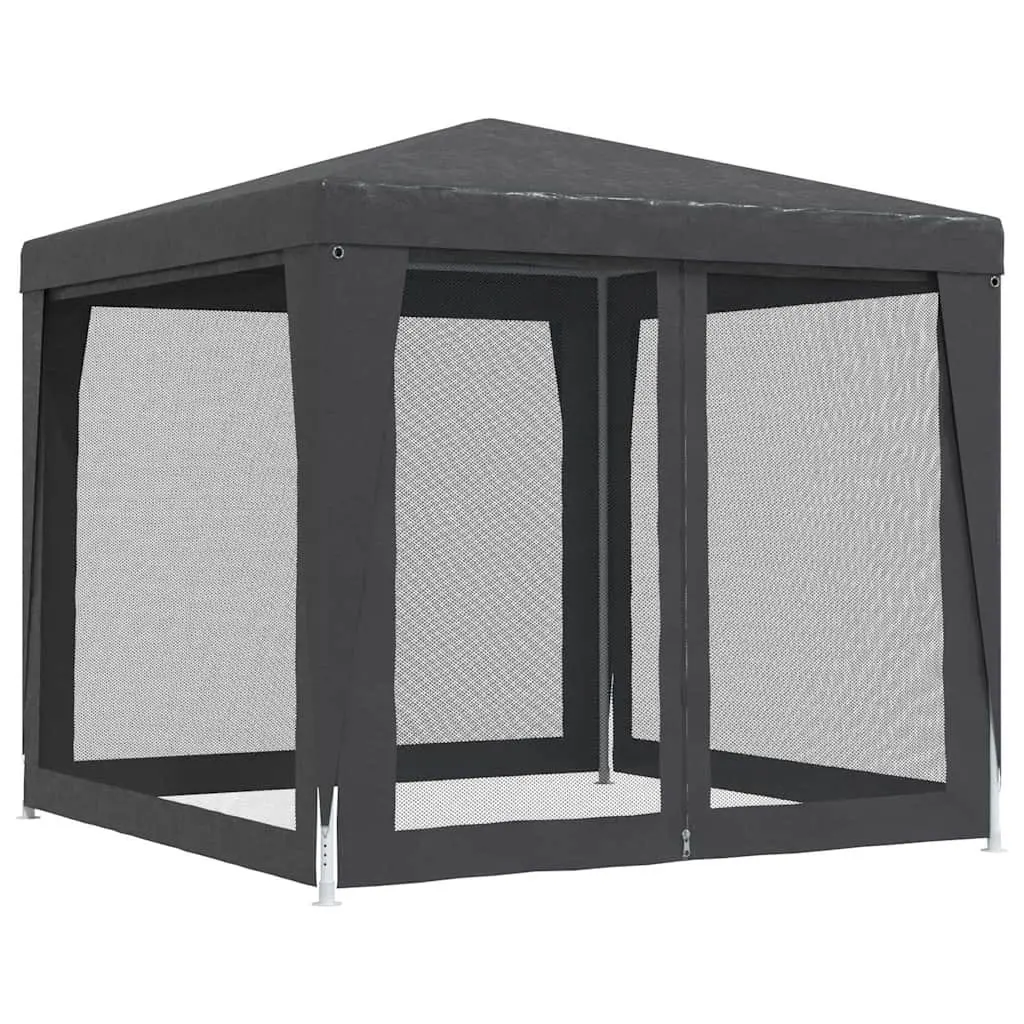Party Tent Gazebo Iron Frame 2.5x2.5m Water-Resistant Roof Mesh Sidewalls Anthracite