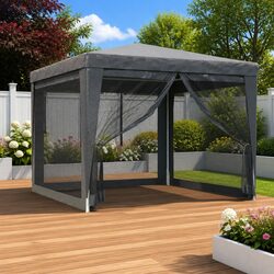 Party Tent Gazebo 3x3m Outdoor Canopy Mesh Sidewalls Garden Shelter Pavilion