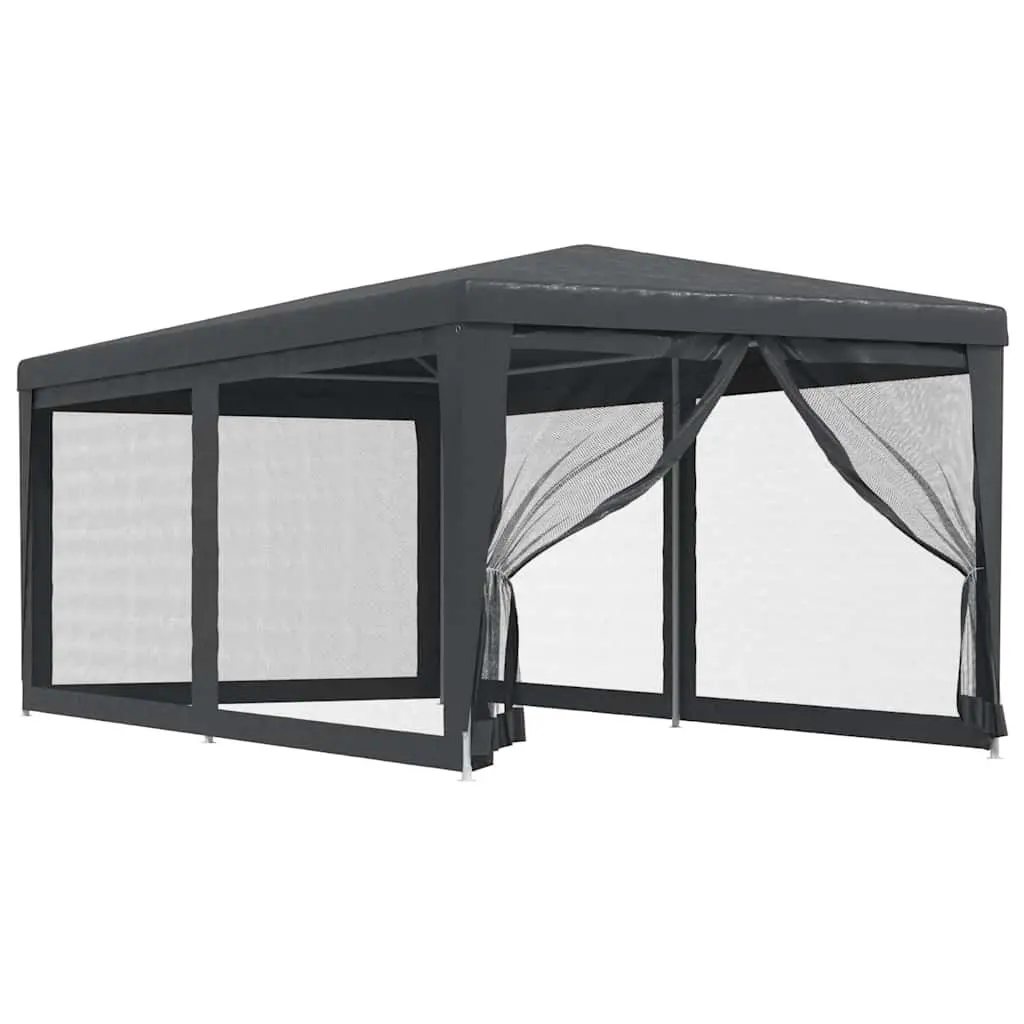Outdoor Party Pavilion 3x6m with Heavy Duty Iron Frame Anthracite Roof and 6 Mesh Sidewalls for Garden Events