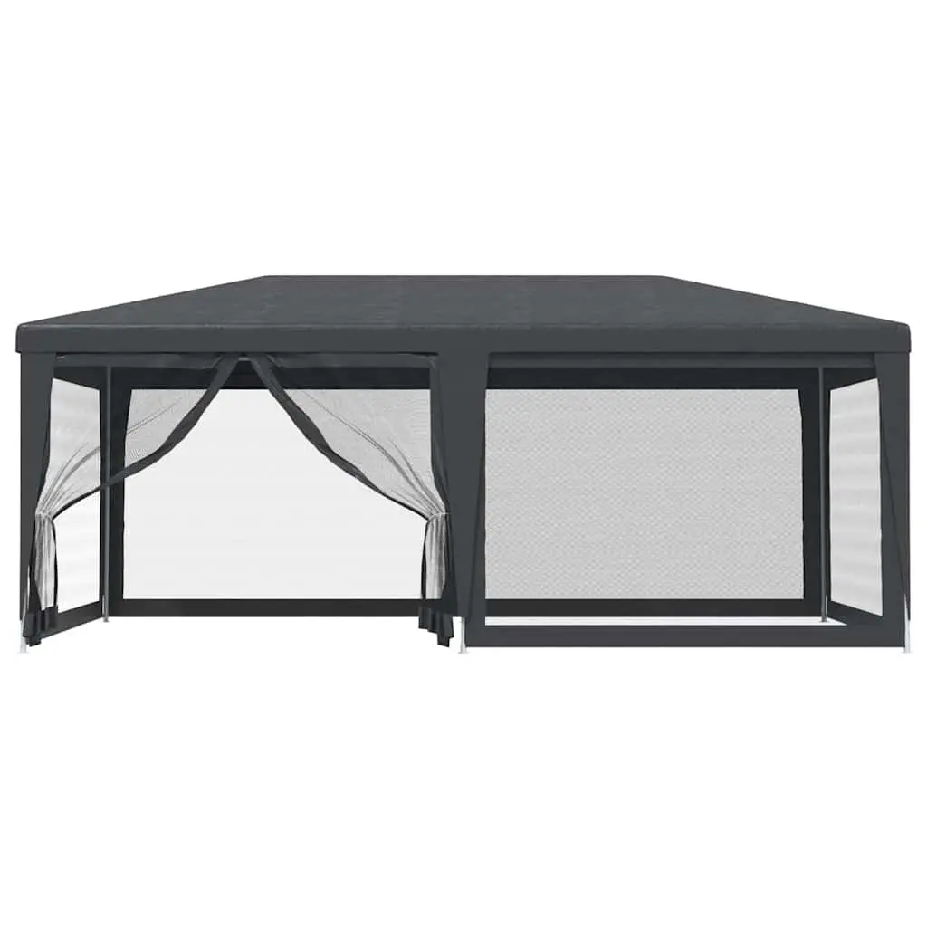 Party Tent Gazebo Iron Frame 6x4m Anthracite Water-Resistant HDPE Roof Mesh Sidewalls