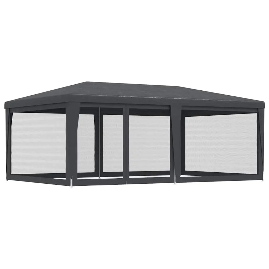 Party Tent Gazebo Iron Frame 6x4m Anthracite Water-Resistant HDPE Roof Mesh Sidewalls