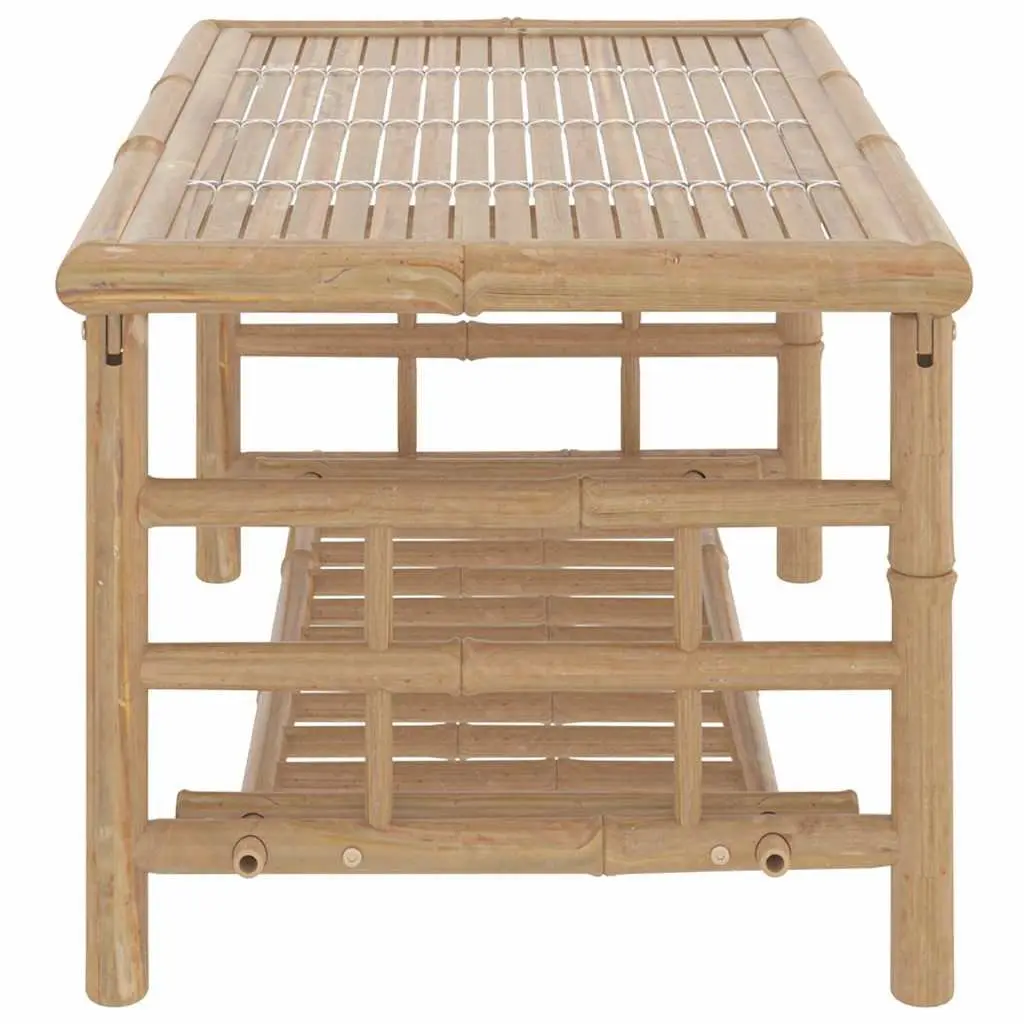 2 Piece Bamboo Garden Lounge Set with Grey Cushions
