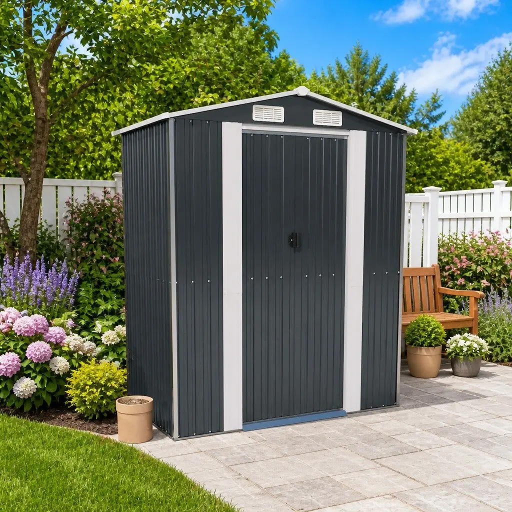 Garden Shed Galvanised Steel Outdoor Storage Tool House 192cm x 108cm x 223cm Anthracite