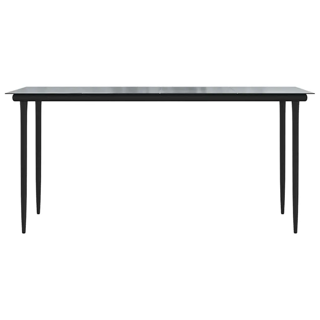 Garden Dining Table Outdoor Furniture Tempered Glass Black Steel 160x80x74cm