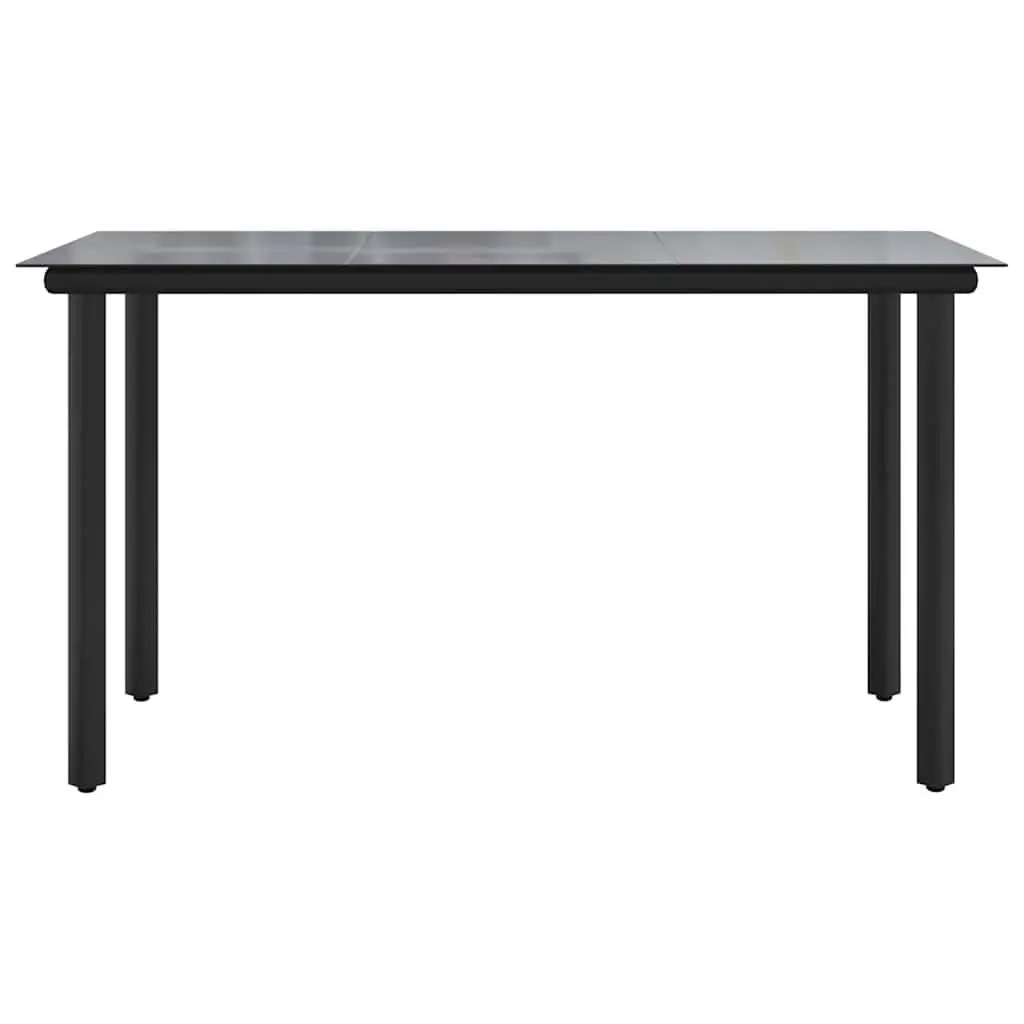 Garden Dining Table Powder-coated Steel 200x100x74cm Black Tempered Glass