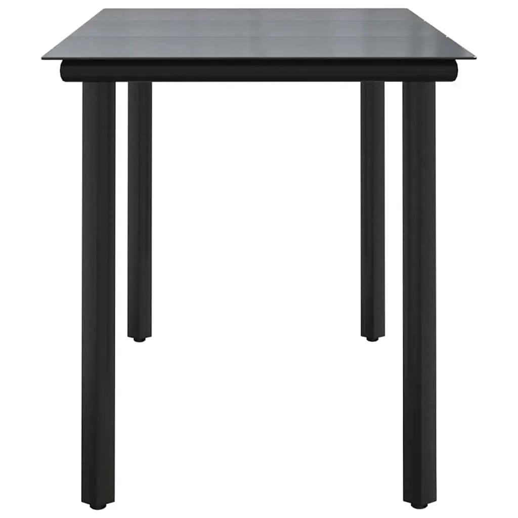 Garden Dining Table Powder-coated Steel 200x100x74cm Black Tempered Glass