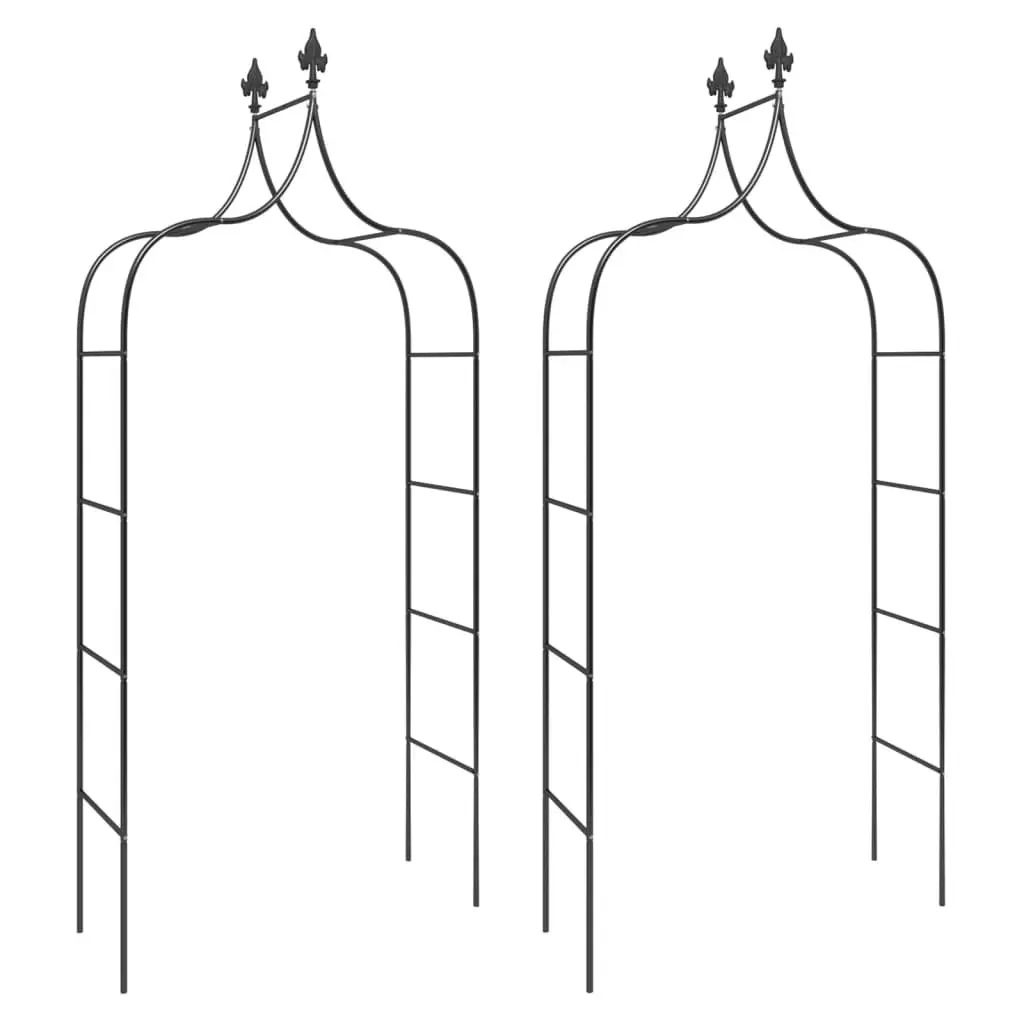 Garden Arch Steel Frame 2 Piece Black Outdoor Pergola Arbour Trellis Climbing