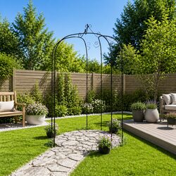 Practical Black Steel Garden Arch for Your Home