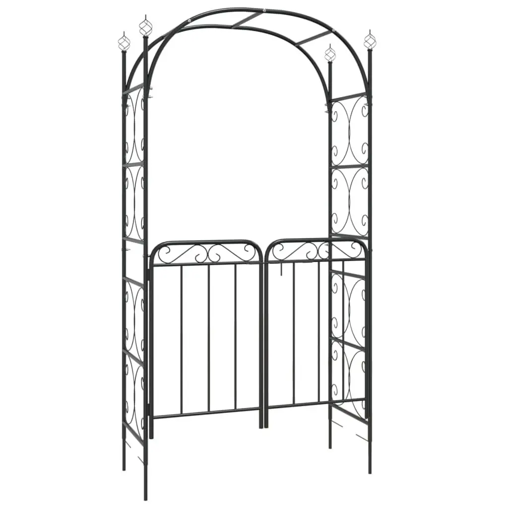 Garden Arch with Gate Steel 108x45x235cm Black