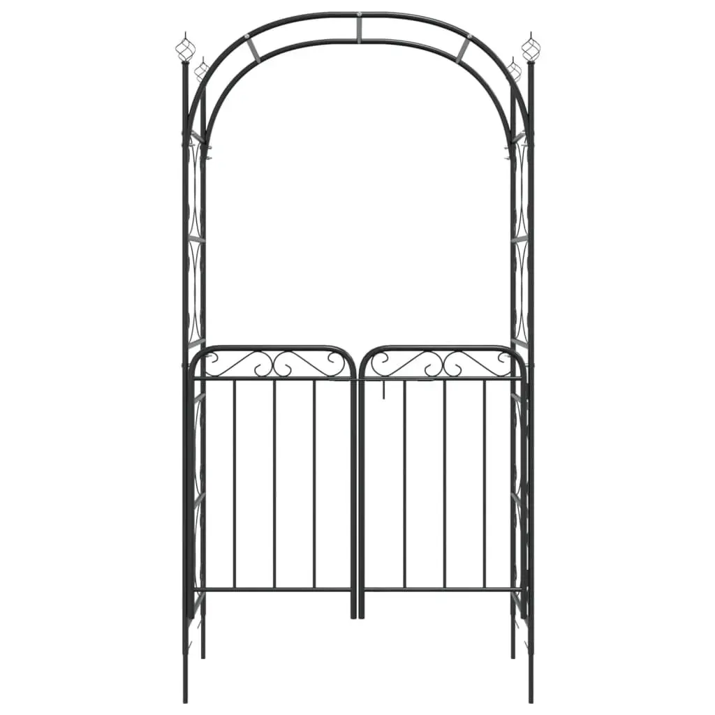 Garden Arch with Gate Steel 108x45x235cm Black